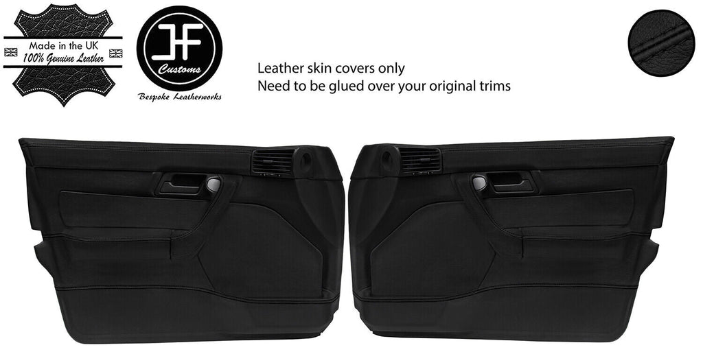 BLACK STITCH 2X FRONT FULL DOOR CARD LTHR COVER FOR BMW E34 88-91 PRE FACELIFT