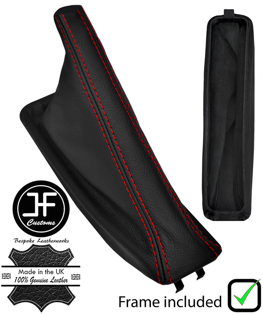 RED STITCH LEATHER HANDBRAKE GAITER+PLASTIC FRAME FITS BMW 8 SERIES E31 90-99
