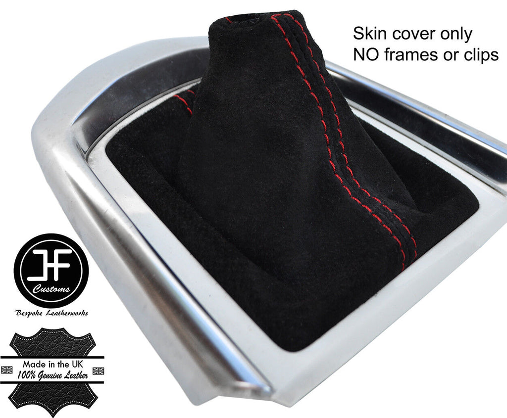 RED STITCH REAL SUEDE MANUAL GEAR GAITER FITS MAZDA 2 2014-2018 CUSTOM NEW