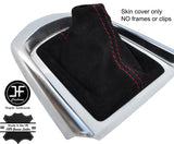 RED STITCH REAL SUEDE MANUAL GEAR GAITER FITS MAZDA 2 2014-2018 CUSTOM NEW