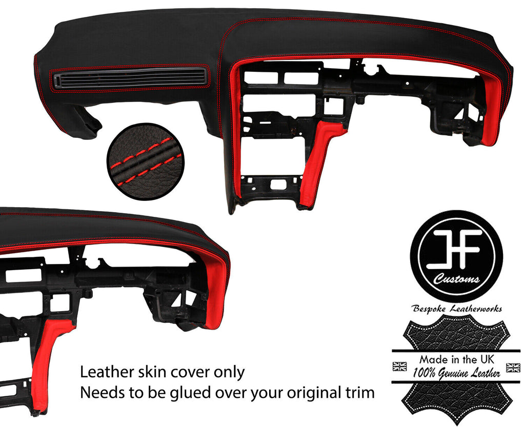 BLACK RED DASH DASHBOARD REAL LEATHER COVER FOR TOYOTA SUPRA MK3 86-93 JF1