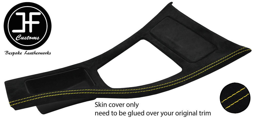 YELLOW STITCH CENTRE CONSOLE TRIM SUEDE COVER FOR BMW E90 E91 E92 E93 STYLE 2