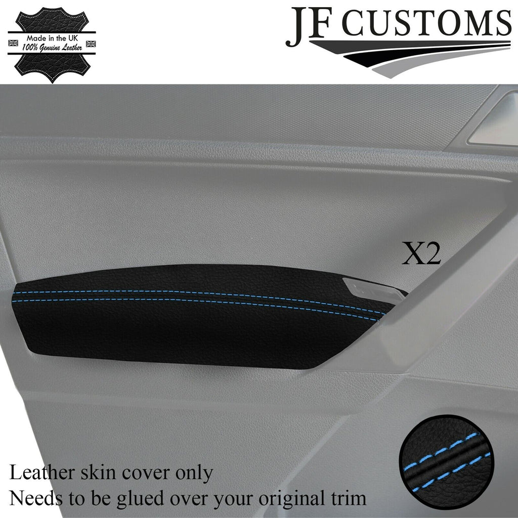 LIGHT BLUE STITCH 2X FRONT DOOR ARMREST LEATHER COVERS FOR VW CADDY MK4 15-20