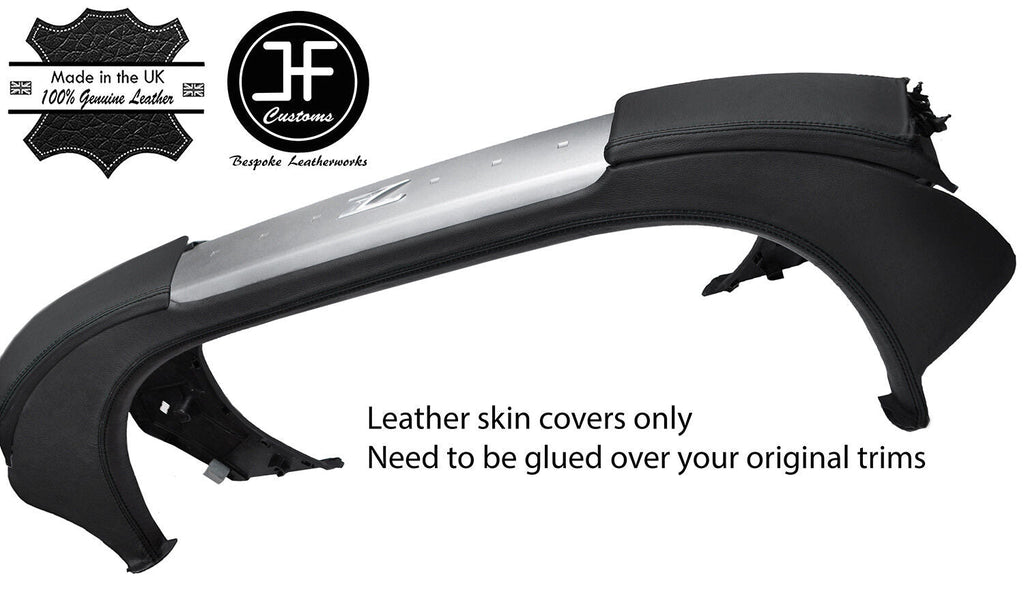 BLACK STITCH REAR STRUT BAR TOWER LEATHER COVERS FITS NISSAN 350Z 02-09 COUPE
