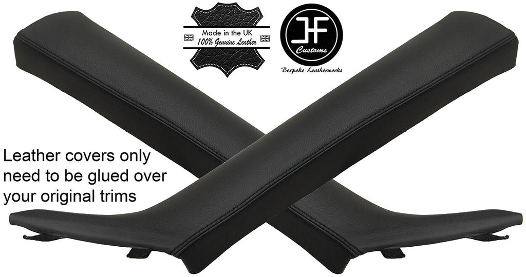 BLACK STITCH 2X A POST PILLAR LEATHER COVERS FITS BMW 4 SERIES COUPE F32 82
