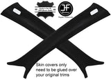 BLACK STITCH 2X A PILLAR REAL SUEDE COVERS FITS AUDI A6 C7 2011-2017 CUSTOM NEW