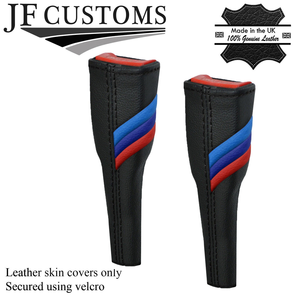 BLACK STITCH LEATHER TRI STRIPES 2X SEAT BELT LONG COVERS FITS BMW Z3 1995-2003