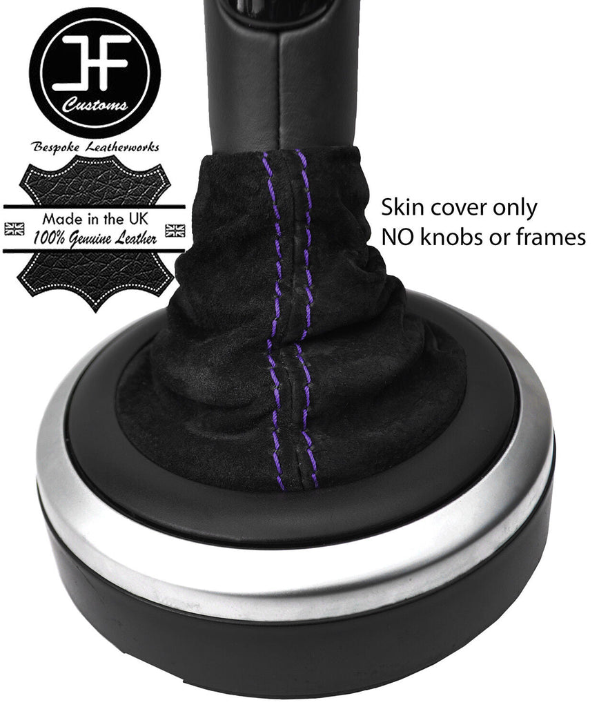 PURPLE STITCH AUTOMATIC REAL SUEDE GEAR GAITER FOR FORD FIESTA MK6 FUSION 02-08