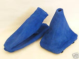 FITS BMW E36 E46 GEAR AND HANDBRAKE GAITER BLUE PU SUEDE CUSTOM NEW MADE IN UK