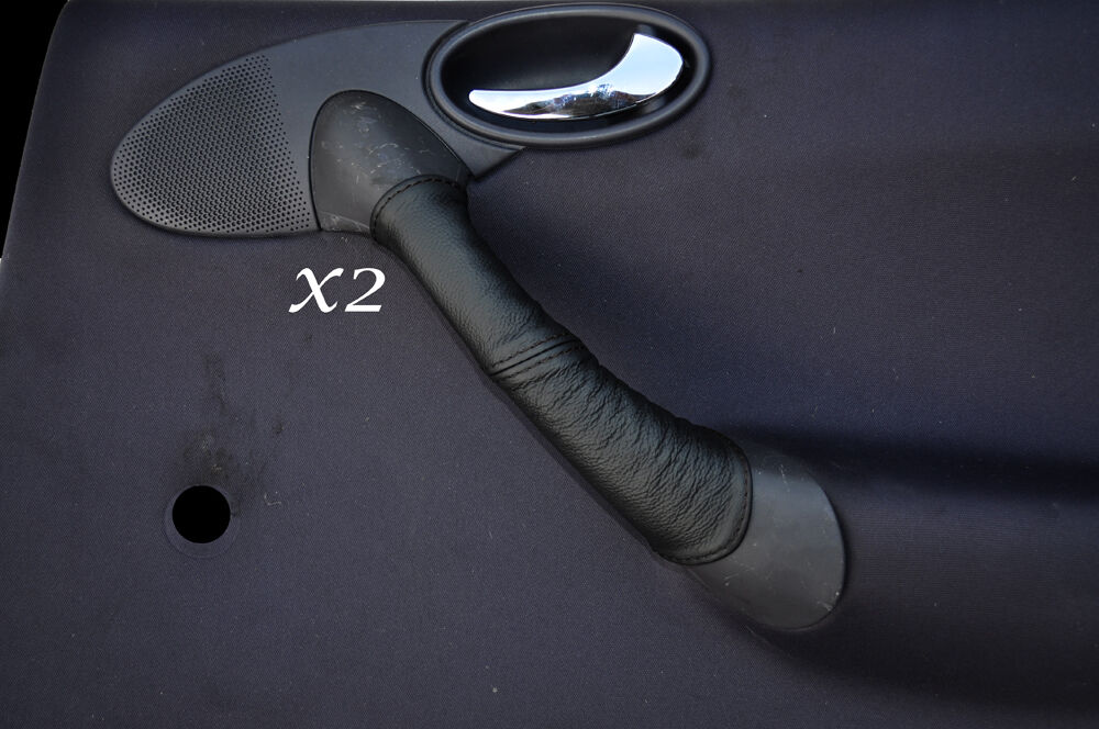 BLACK STITCH 2X REAR DOOR HANDLE SKIN COVERS FITS MERCEDES A CLASS W168 02-04