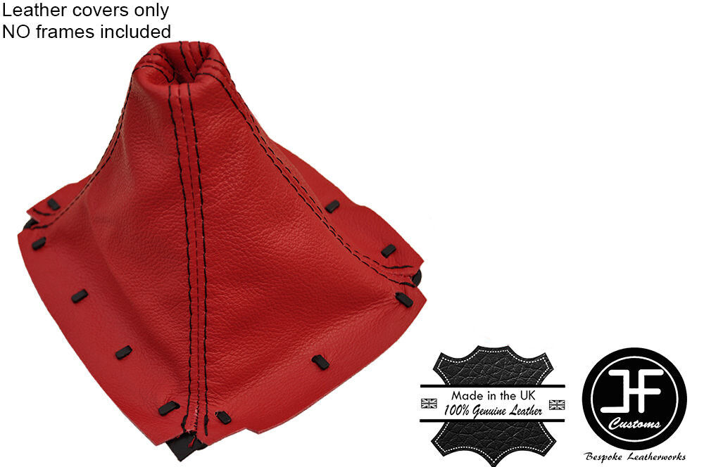 D RED LEATHER BLACK STITCH MANUAL GEAR GAITER FOR MAZDA MIATA MX5 MK1 1989-1997
