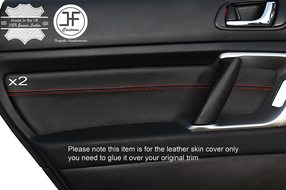 RED STITCH 2X REAR DOOR CARD TRIM LEATHER COVERS FITS SUBARU OUTBACK 03-2009