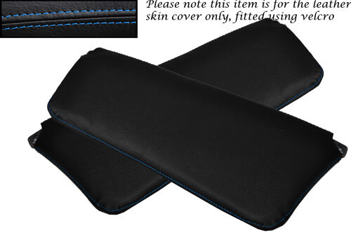 BLUE STITCHING FITS FORD ESCORT MK1 2X SUN VISORS LEATHER SKIN COVERS ONLY