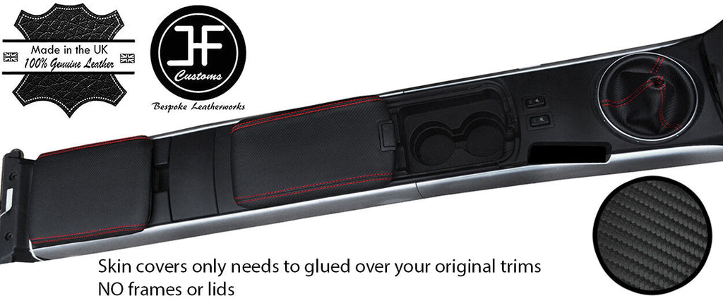 RED STITCH CARBON VINYL GEAR GAITER & 2X ARMREST COVERS FOR MAZDA RX8 03-12