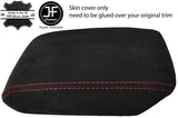 RED STITCHING SLIDING ARMREST LID REAL SUEDE COVER FOR AUDI A4 B8 2008-2015