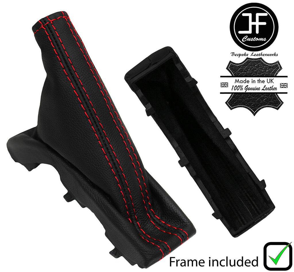 RED STITCH LEATHER HANDBRAKE GAITER+PLASTIC FRAME FOR VAUXHALL OMEGA C 99-03