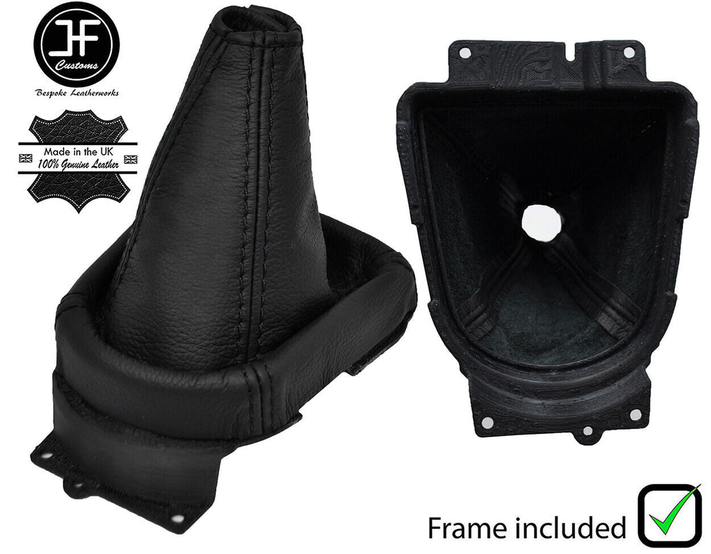 BLACK STITCH LEATHER GEAR GAITER+PLASTIC FRAME FOR MITSUBISHI OUTLANDER 06-13