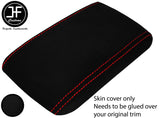RED STITCH ARMREST LID LUXE SUEDE COVER FOR MITSUBISHI EVO 7 8 9 2001-2007