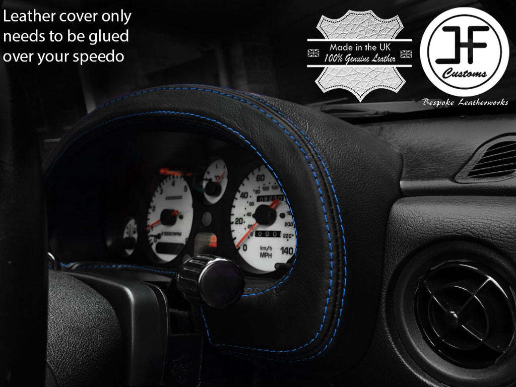 BLUE STITCH SPEEDO GAUGE HOOD REAL LEATHER COVER FOR MAZDA MX5 MK1 MIATA 89-97