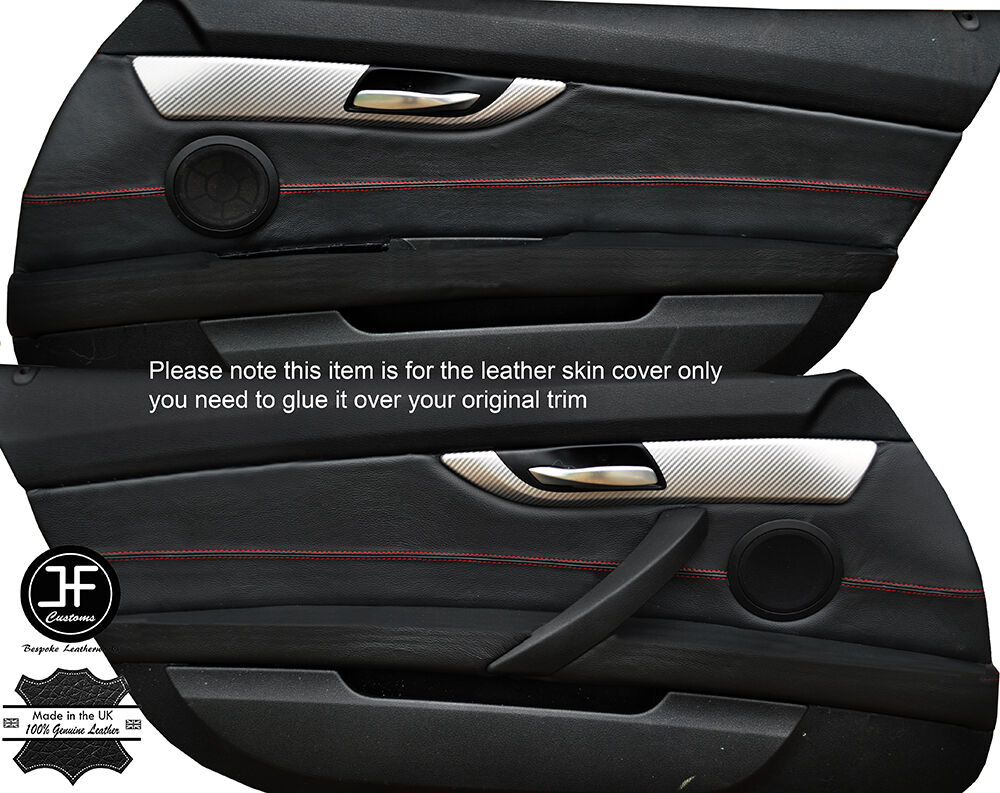 RED STITCH 2X FRONT DOOR CARD TRIM LEATHER COVERS FITS BMW Z4 E89 2009-2016