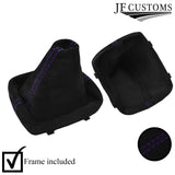 PURPLE STITCH SUEDE MANUAL GEAR GAITER + PLASTIC FRAME FITS AUDI A3 8P 2004-2012