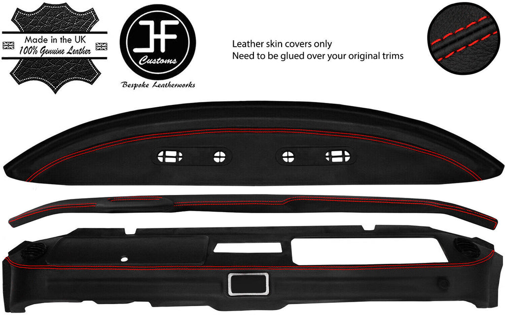 RED STITCH 3 PIECE DASHBOARD KIT LEATHER COVER FOR VW T2 TYPE 2 CAMPER 76+