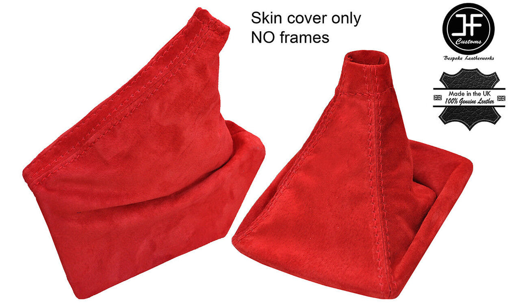 RED REAL SUEDE GEAR & HANDBRAKE GAITER FITS SUBARU IMPREZA WRX STI 2008-2014