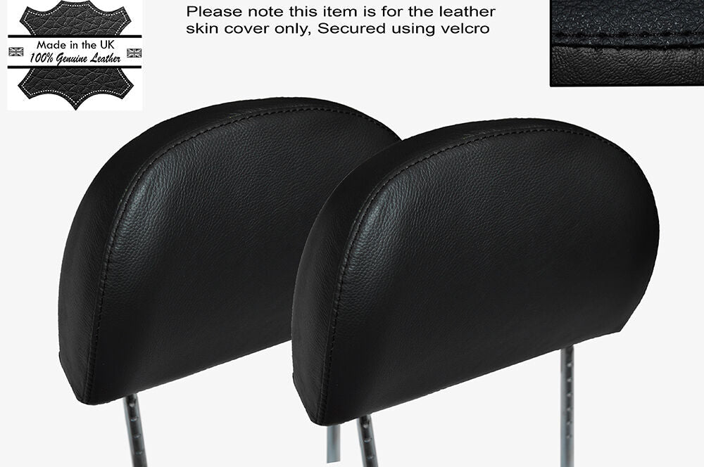 BLACK STITCHING 2X FRONT HEADREST LEATHER SKIN COVERS FITS MG MGF MGTF 95-05