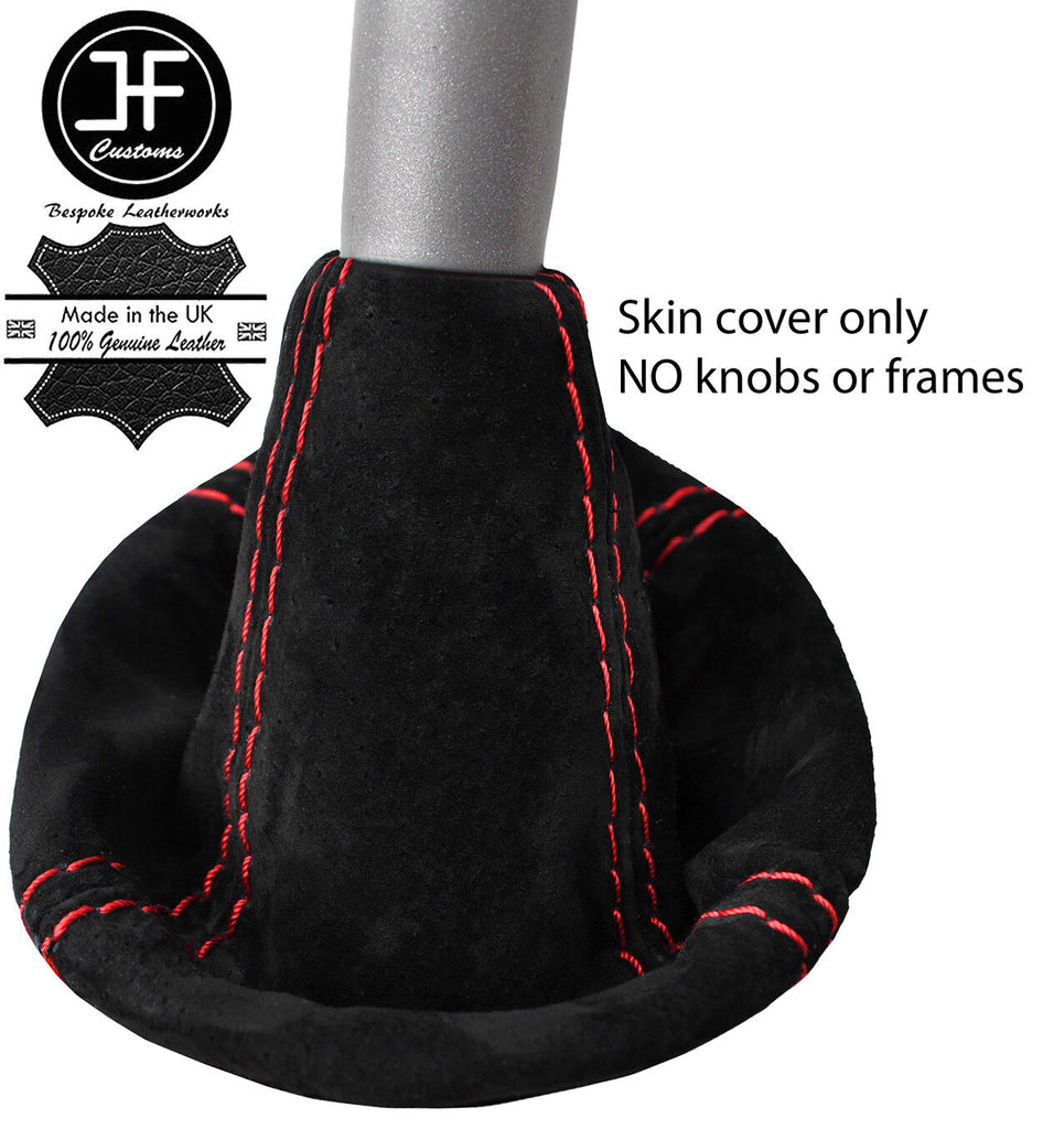 RED STITCHING REAL SUEDE MANUAL GEAR GAITER FITS SMART FORFOUR 2004-2006