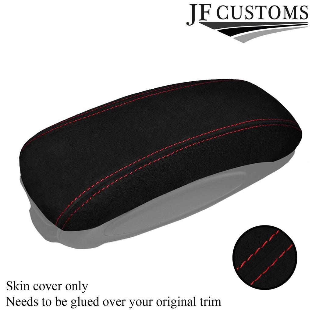 RED STITCH SUEDE ARMREST SKIN COVER FITS BMW MINI F55 F56 2014-2016 CUSTOM NEW
