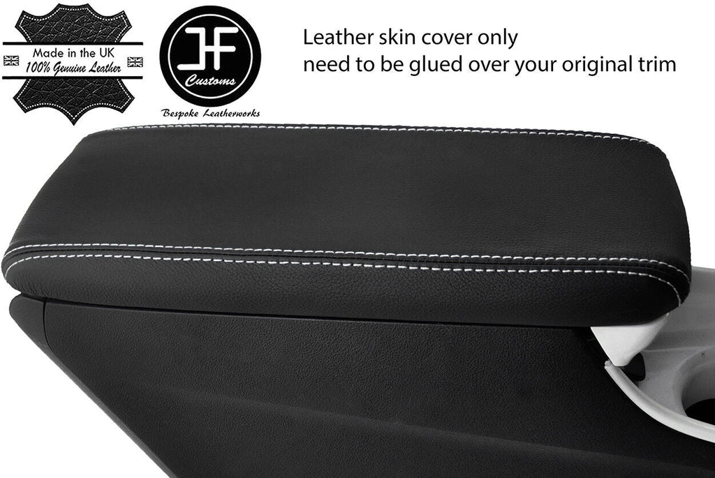 WHITE STITCH ARMREST LID REAL LEATHER COVER FITS TOYOTA PRIUS 2016-2018