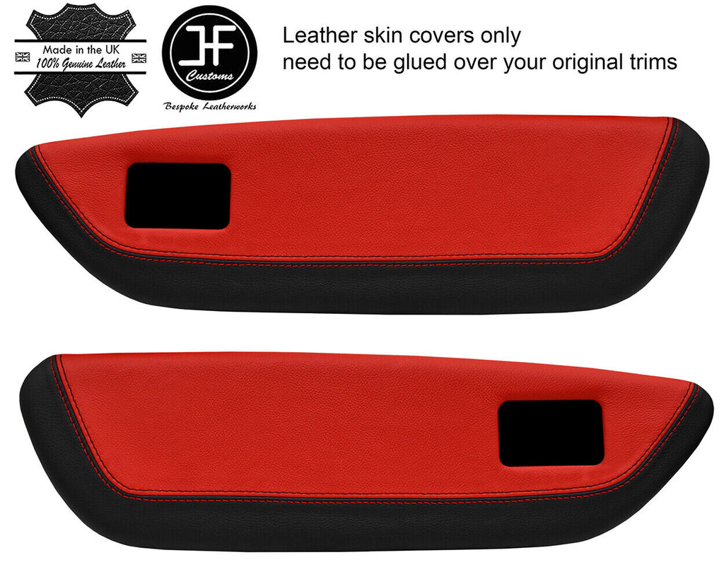 BLACK & RED 2 TONE LEATHER 2X FRONT DOOR CARD TRIM COVER FOR MG MGF MK1 95-99