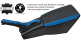BLACK & BLUE REAL LEATHER ARMREST+HANDBRAKE+HANDLE COVERS FOR FIAT BARCHETTA