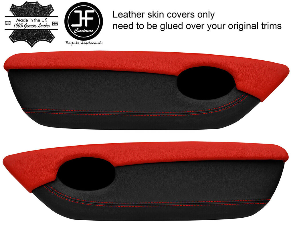 BLACK & RED 2 TONE LEATHER 2X DOOR CARD TRIM COVERS FITS MG TF MGTF MK2 00-06