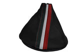 FITS FIAT 500 GEAR GAITER LEATHER ITALIAN STRIPE 07+ black CUSTOM NEW MADE IN UK
