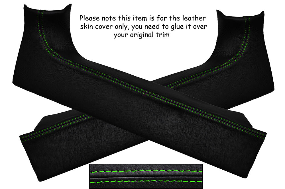 GREEN STITCH 2X B PILLAR TRIM SKIN COVER FITS LAND ROVER DEFENDER 90 110 83-06