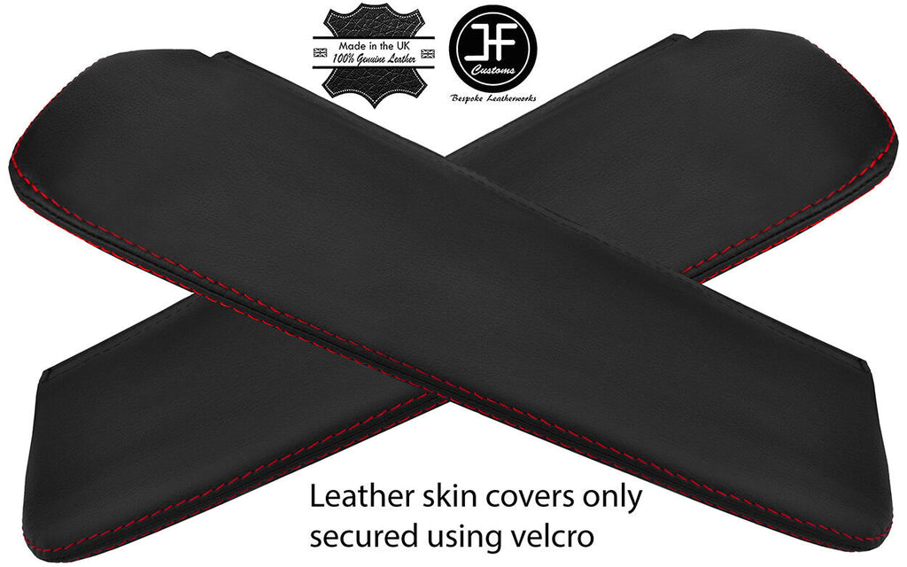 RED STITCHING 2X REAL LEATHER SUN VISOR COVERS FITS VW TYPE 3 T3 EARLY