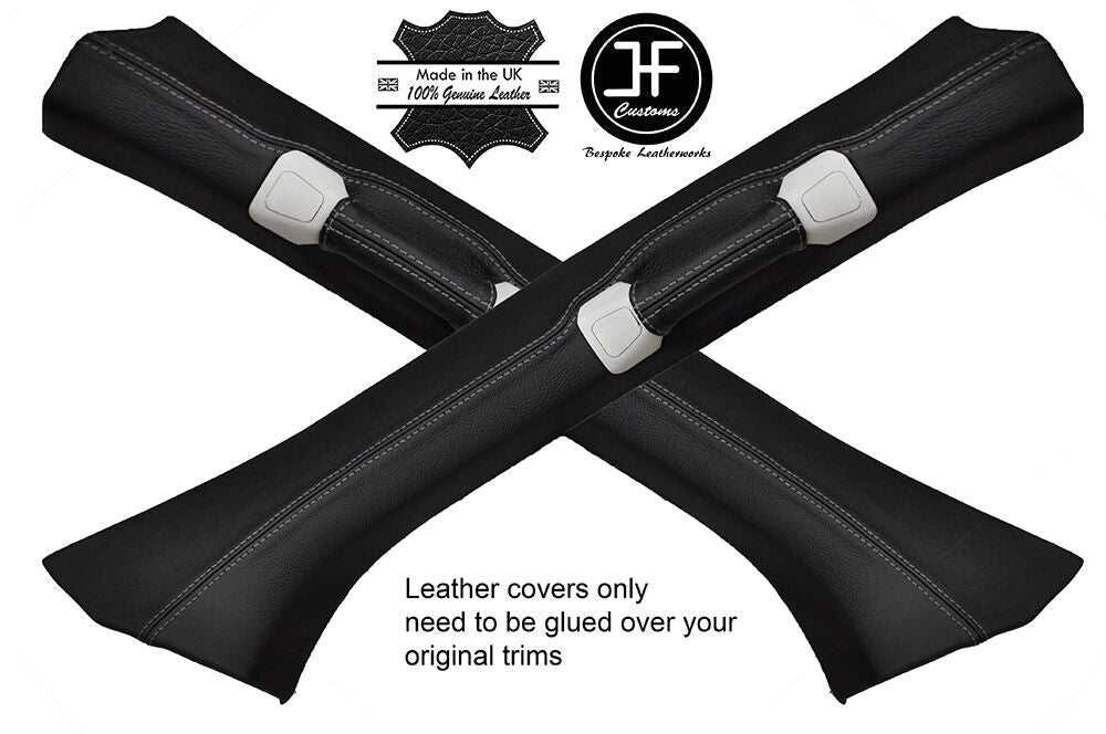 GREY STITCHING FITS VOLVO XC90 2002-2014 2X A PILLAR HANDLE LEATHER COVERS