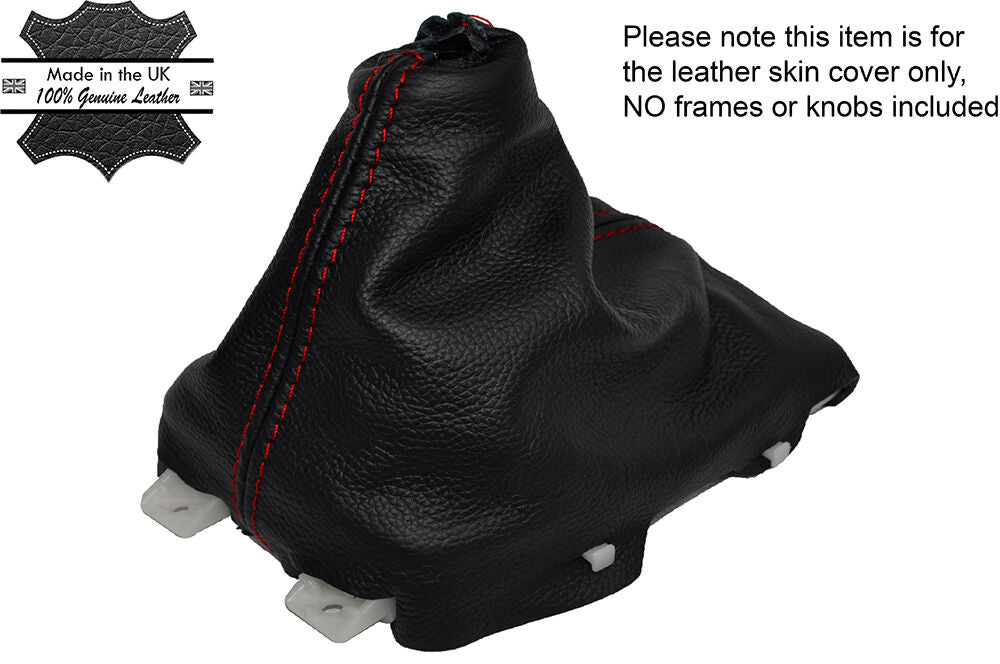 RED STITCHING MANUAL LEATHER SKIN GEAR GAITER FITS MAZDA 3 2014-2016 CUSTOM NEW