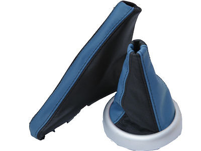 FITS MINI COOPER BMW GEAR HANDBRAKE GAITER MID BLUE & BLACK CUSTOM NEW