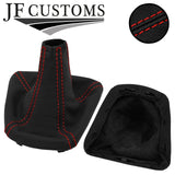 RED STITCH ITALIAN LEATHER GEAR GAITER + FRAME FITS CHRYSLER YPSILON 2011-2014
