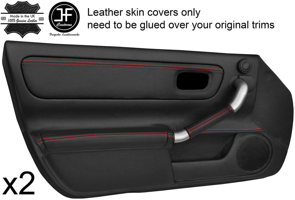 RED STITCH 2X FRONT FULL DOOR CARD LEATHER COVERS FITS TOYOTA MR2 MK3 00-07