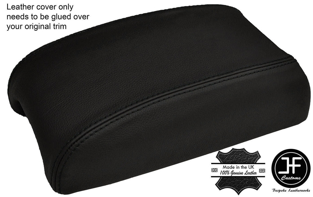BLACK STITCHING REAL LEATHER ARMREST LID COVER FITS PEUGEOT 4007 2007-2015