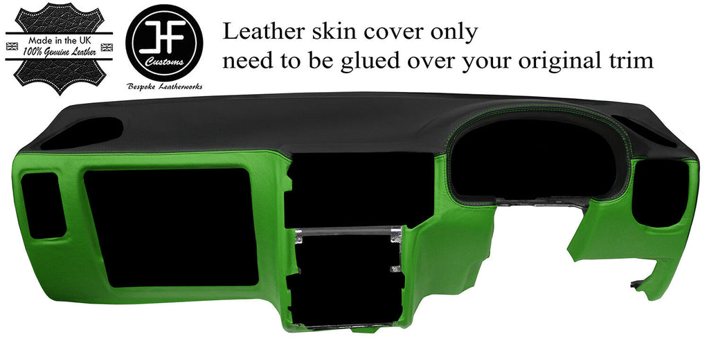 BLACK & GREEN 2 TONE LEATHER DASH DASHBOARD COVER FITS VW CADDY VAN MK2 95-03