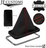 RED  STITCH TOP GRAIN LEATHER GEAR GAITER + METAL FRAME FITS CORVETTE C3 77-81