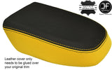 BLACK & YELLOW REAL LEATHER ARMREST COVER FITS FORD FOCUS MK3 2008-2011