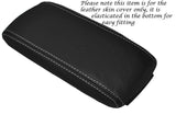 WHITE STITCH LEATHER ARMREST ELASTICATED SKIN COVER FITS AUDI A3 8P S3 03-12