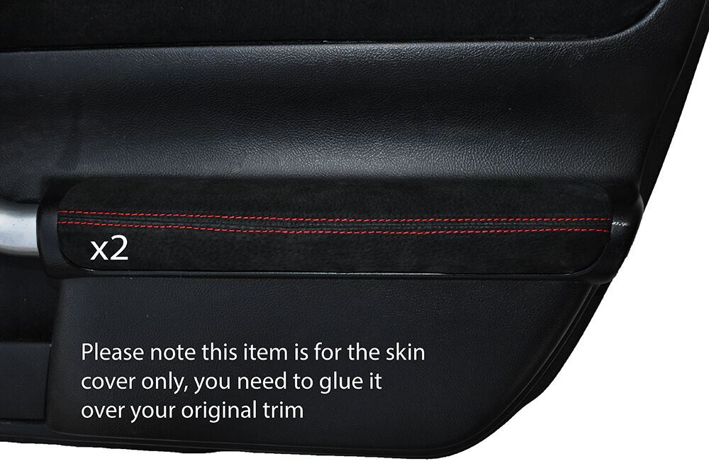 RED STITCHING 2X DOOR ARMREST SUEDE SKIN COVERS FITS TOYOTA MR2 MK3 2000-2007