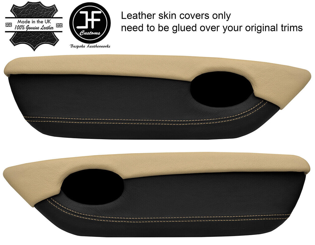 BLACK & CREAM 2 TONE LEATHER 2X DOOR CARD TRIM COVERS FITS MG TF MGTF MK2 00-06