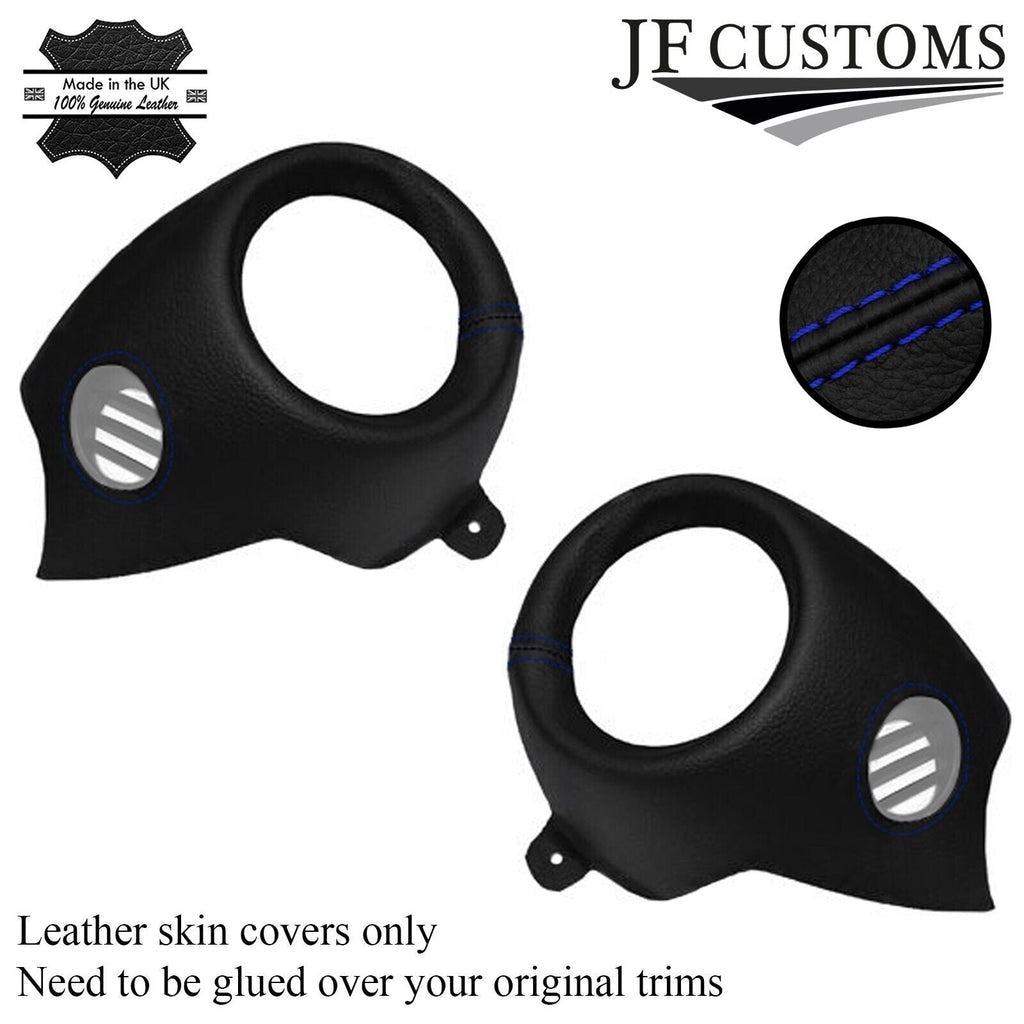 BLUE STITCH 2X AIR VENT LEATHER COVERS FITS BMW MINI COOPER S R56 R57 07-13